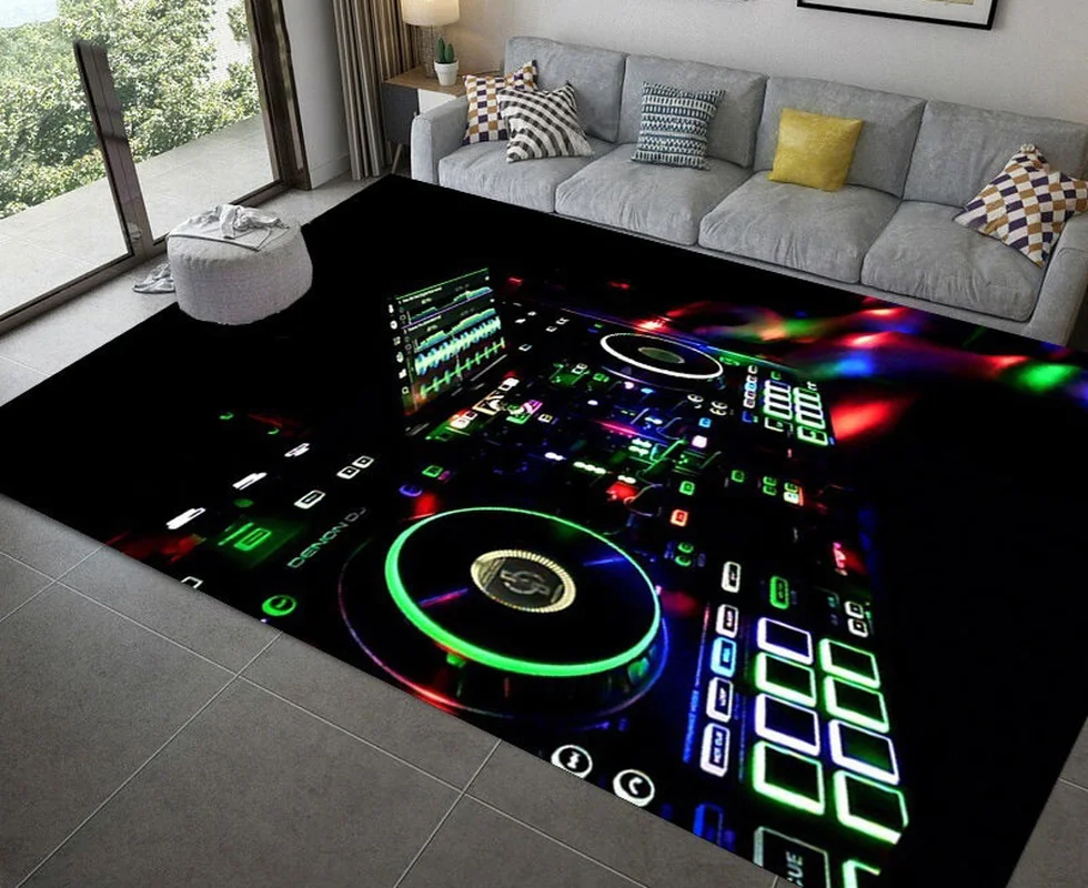 DJ Music Pattern Carpet Kitchen Floor Mats Hallway Runner Area Rug Bedroom Living Room Carpet Yoga Non-slip Floor Mat Home Decor
