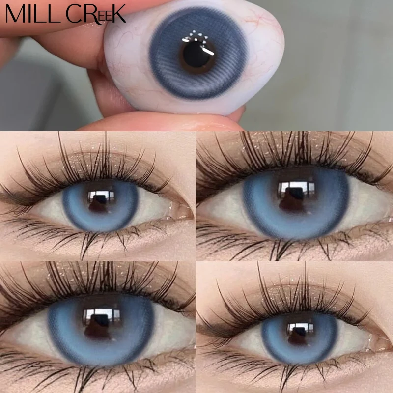 Color Contact Lenses for Eyes Real Looking Myopia Prescription Contacts Lense with Degree Blue
