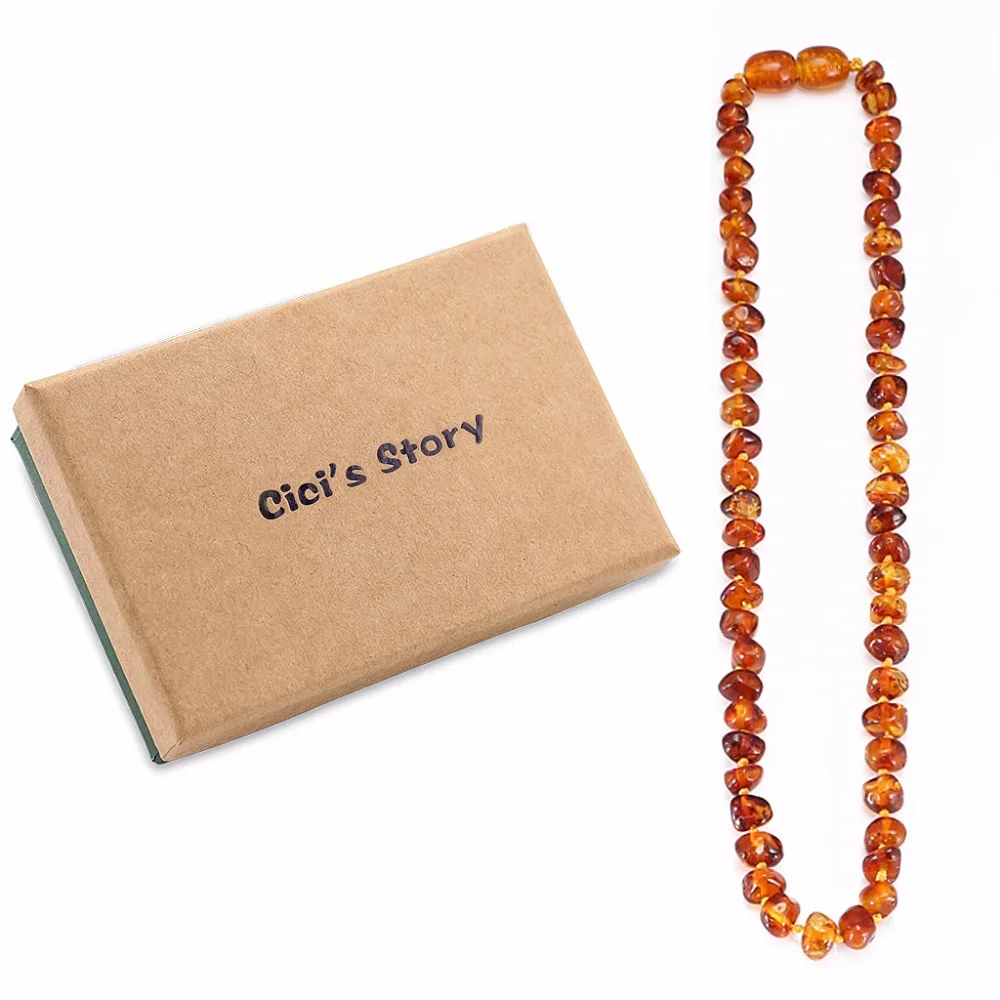 Baltic Amber Teething Necklace For Baby Size 1435cm Gift Box 4