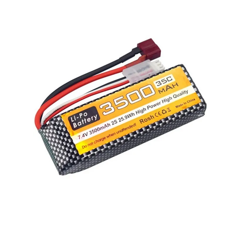 Batterie LiPo 7.4V 1500mAh pour RC Voiture Camion, Lot de 1 à 3 avec Chargeur