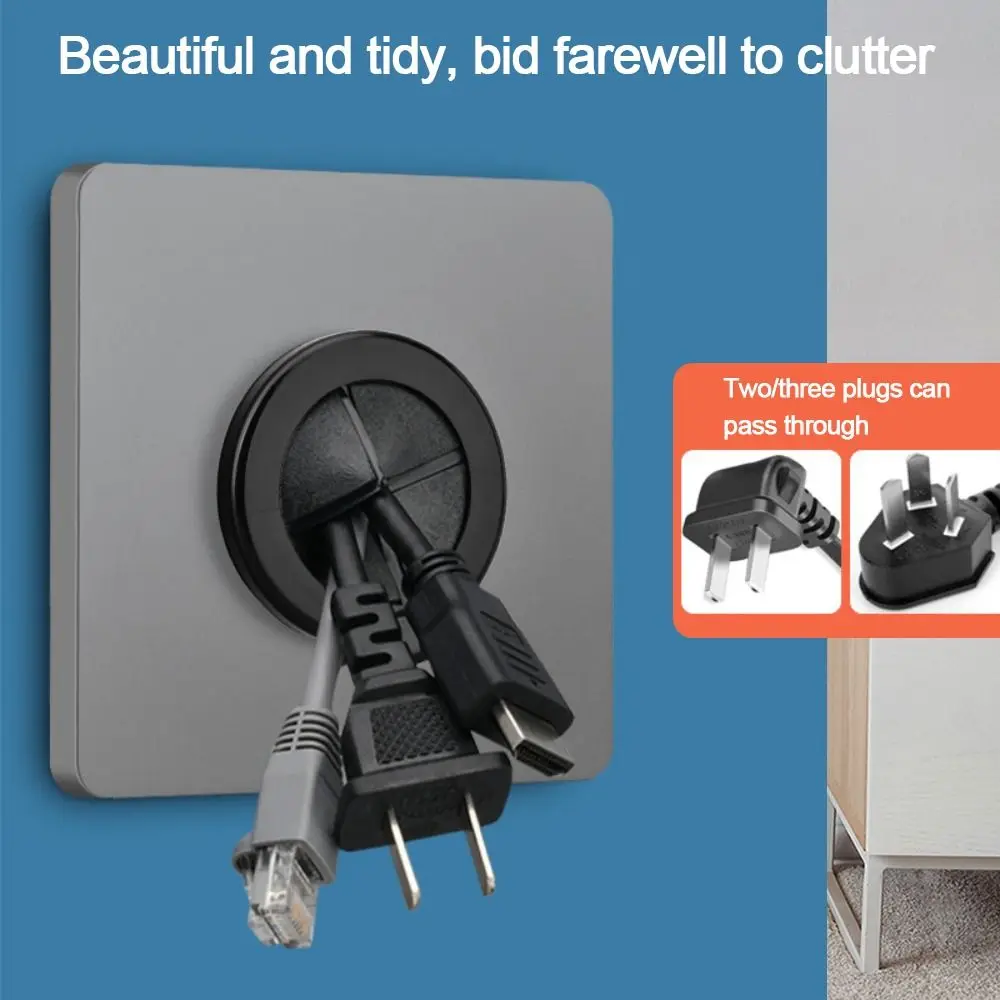 86Type Wall Blank Panel With Outlet Hole With Rubber Pad Cable Socket Panel Cable Organizer Storage Network,access panel