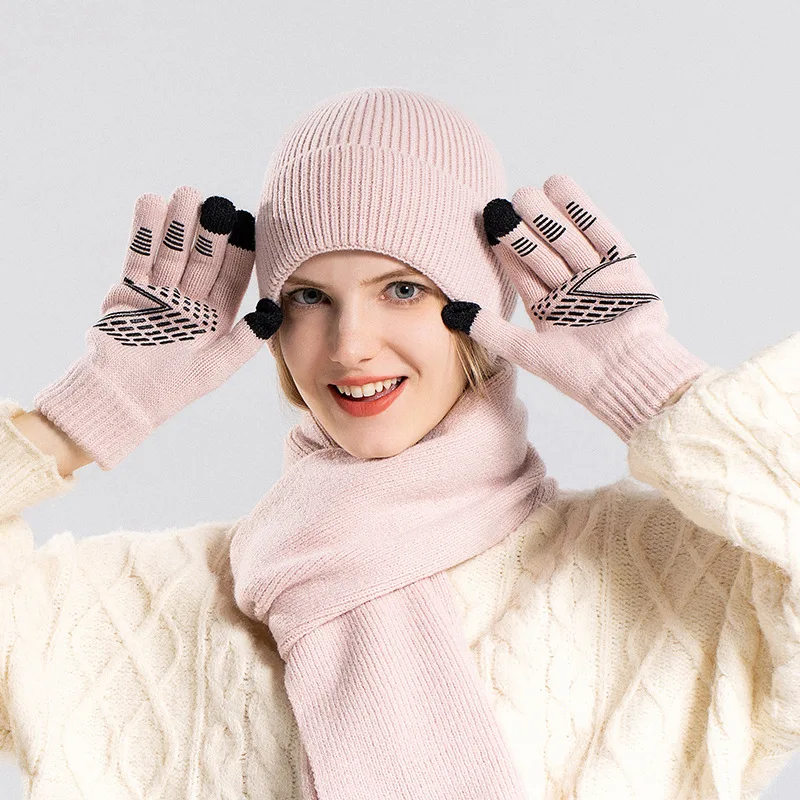 96-Piece Winter Hat Gloves Scarf Set Bulk Knit Fleece Adult Unisex KeirineCC Winter Hat Scarf Gloves Set for Women Men Warm  main image 2