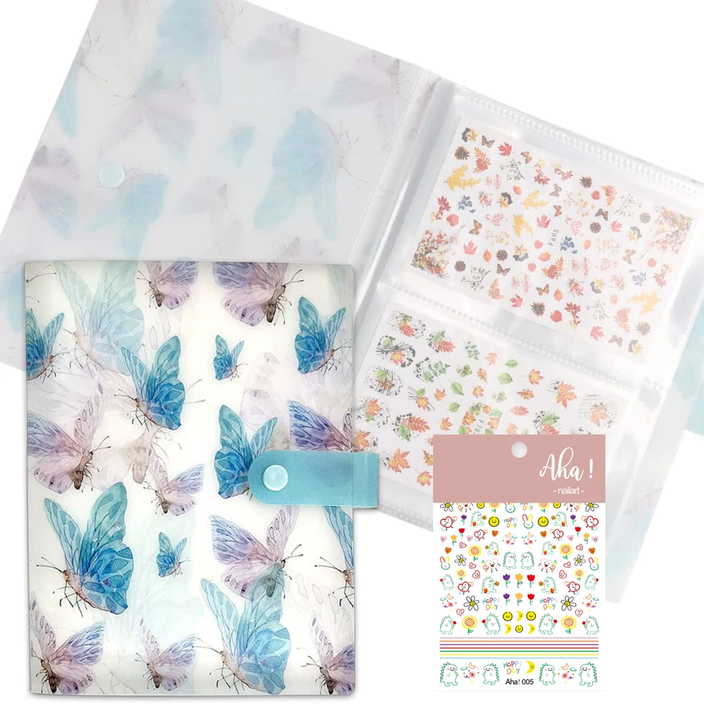 Nail Stickers 120 Slots Butterfly Nail Art Sticker Storage Book
