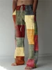 Vintage Loose Patchwork Print Men's Pants Summer Thin Casual Men's Pants Travel Vacation Casual Pants Men's Clothing Sweatpants