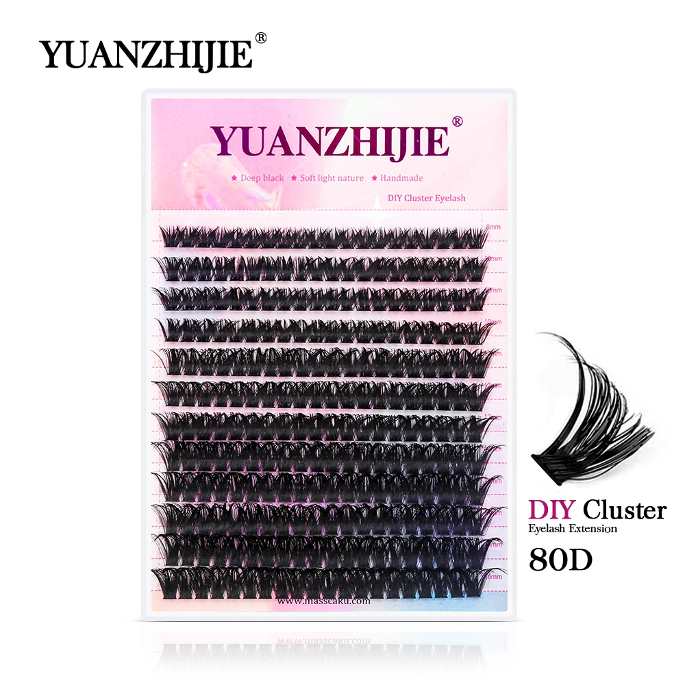 

YUANZHIJIE 8-16mm DIY Cluster Eyelash Extension Natural Individual Bundles Segmented Fluffy Russian Volume Individual Mink Lash