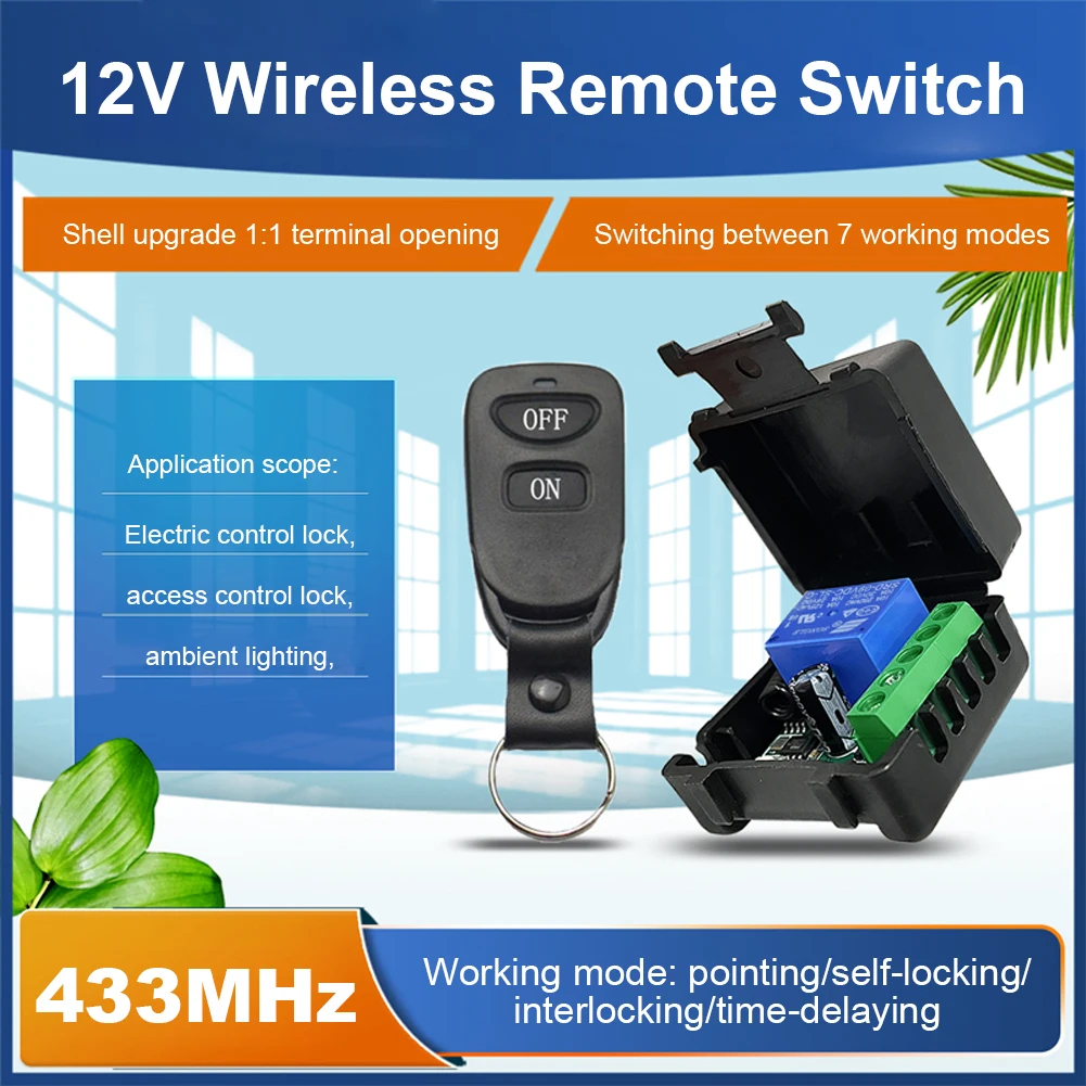 RF Wireless Remote Control Switch 433Mhz DC12V Relay RF Transmitter On Off Button for Electric Control Lock Car Modification ﻿