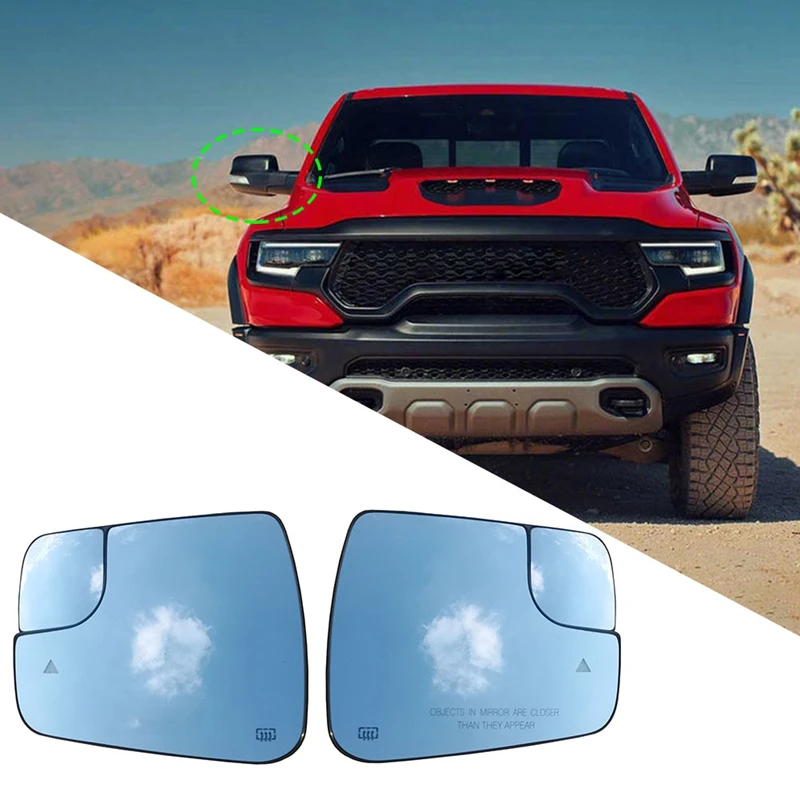 

For Dodge RAM 1500 2019-2021 Car Rearview Mirror Glass With Blind Spot Assist