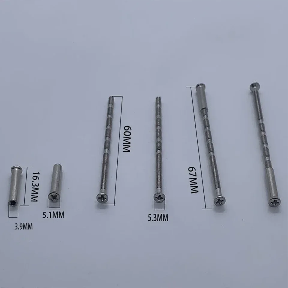 60 Juegos De Perno De Manija De Puerta A Través De Fijaciones Tornillo De Conexión Niquelado Fácil Instalación Para Puertas Armarios Cajones