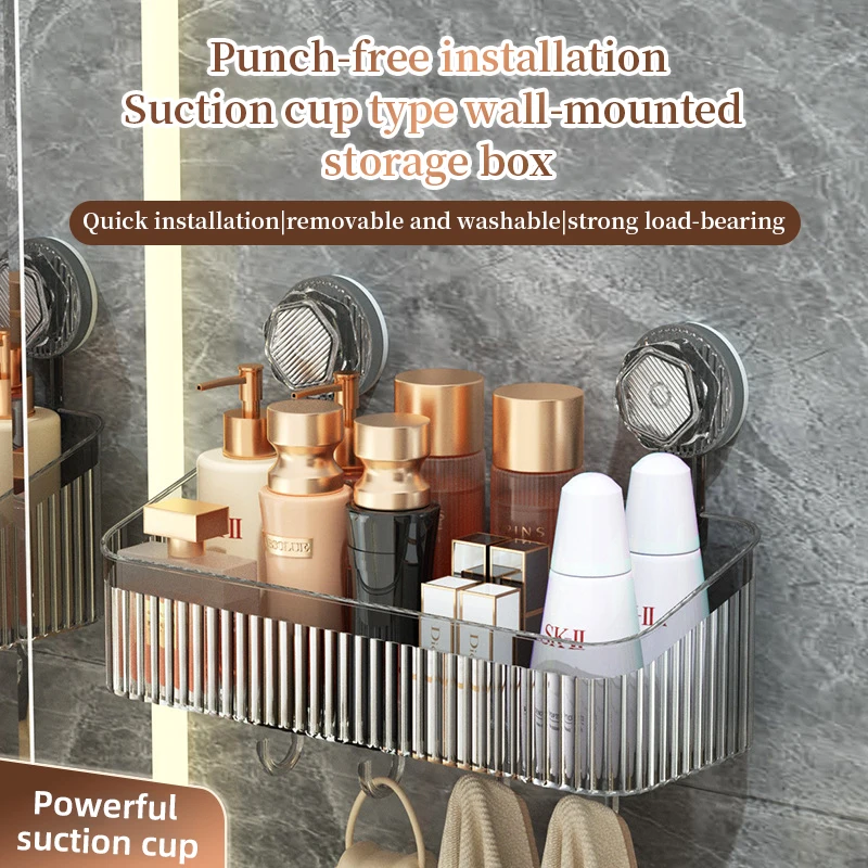 Rotating Suction Cup Corrugated Hook Bathroom Accessories Organizer Floating Wall Storage Shelves Without Drill Household Items 2