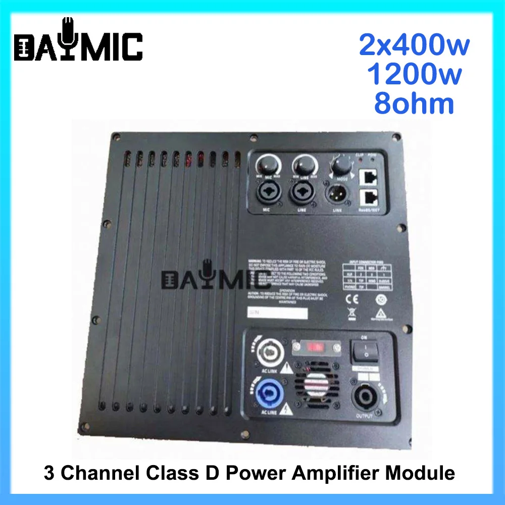 

3 Channels 2x400w Amp 1200w 8ohm Amplifier with DSP Class D Sound Equipment Amp Module for Stage Speaker Modul