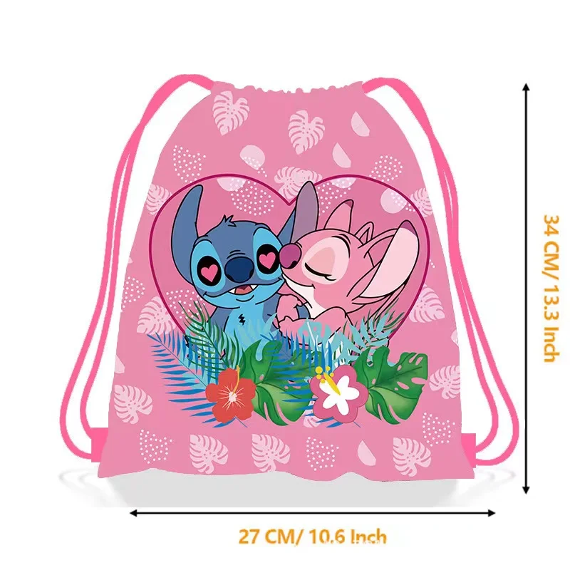 thumbnail image 1 of 5/30 piezas Disney Pink Lilo Stitch Theme Bolsa de cordón no tejida con tema Lilo & Stitch Bolsa de regalo para fiesta de cumpleaños para niño y niña Suministros para baby shower, 1 of 5