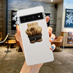 Whimsical Teddy Bear Shockproof Transparent Phone Case Cover - Pixel 5 (B1)