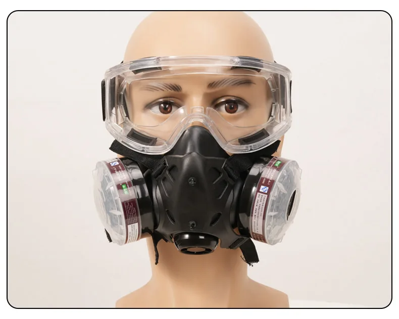 Schwarze Staub gas Atemschutz maske Halb gesicht Industrie maske Brille P-A-1 Filter box zum Lackieren Sprühen Schweißen Arbeits sicherheit – Detail 12