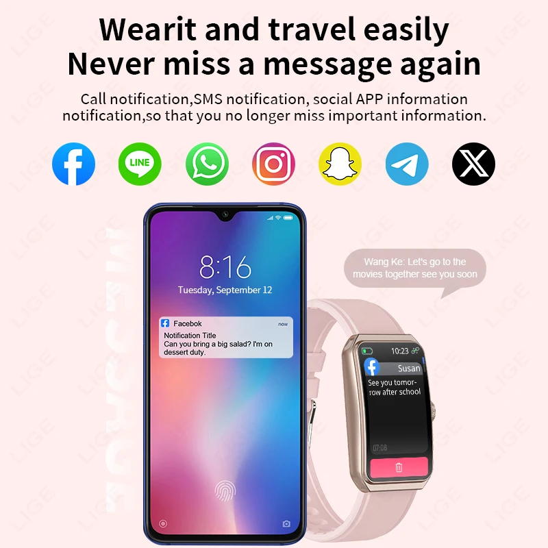 LIGE 2025 1.47" 3D Curved Screen Smart Watch For Android IOS Bluetooth Call Blood Oxygen Heart Rate Monitor Smartwatch Women Men