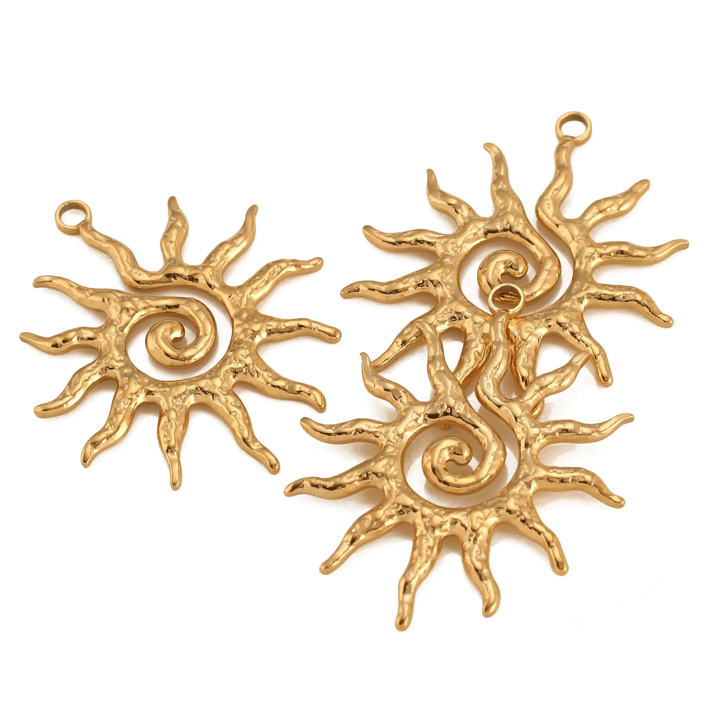 3 Stück Spirale himmlische Sonne Charme große Edelstahl Wirbel Sonnenblume baumeln Sonnenlicht Anhänger DIY Mode Halskette Schmuck herstellung