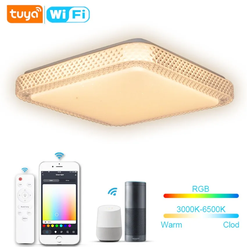Tuya LED Ceiling Light Alexa Google Audio Control RGB Intelligent Dimming Light Living Room Bedroom Room Home Decoration