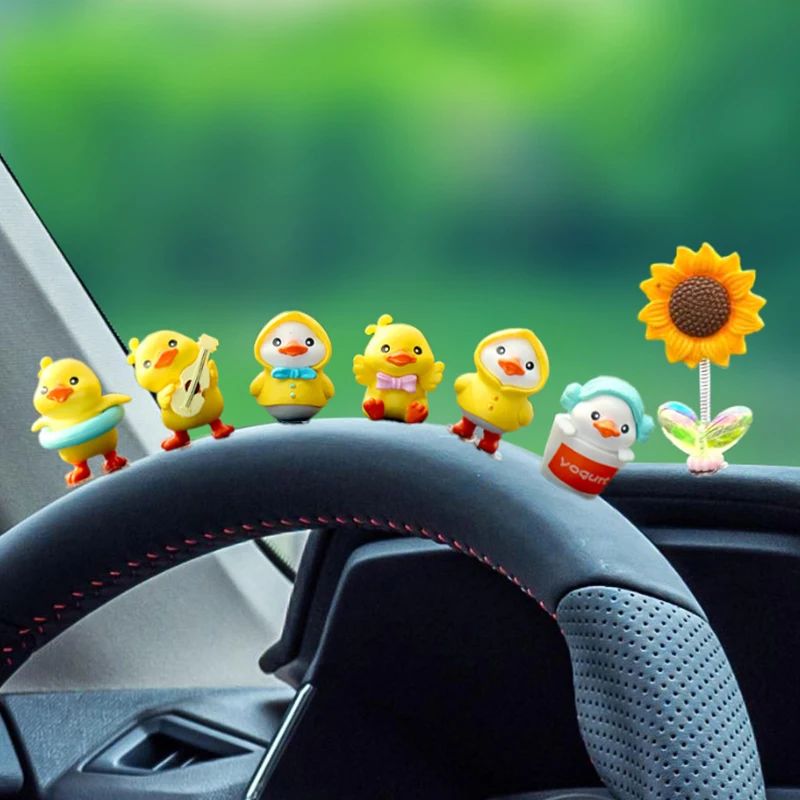 Yellow Ducks Car Decorations 6PCS, Resin Duck Figures Car - View #11