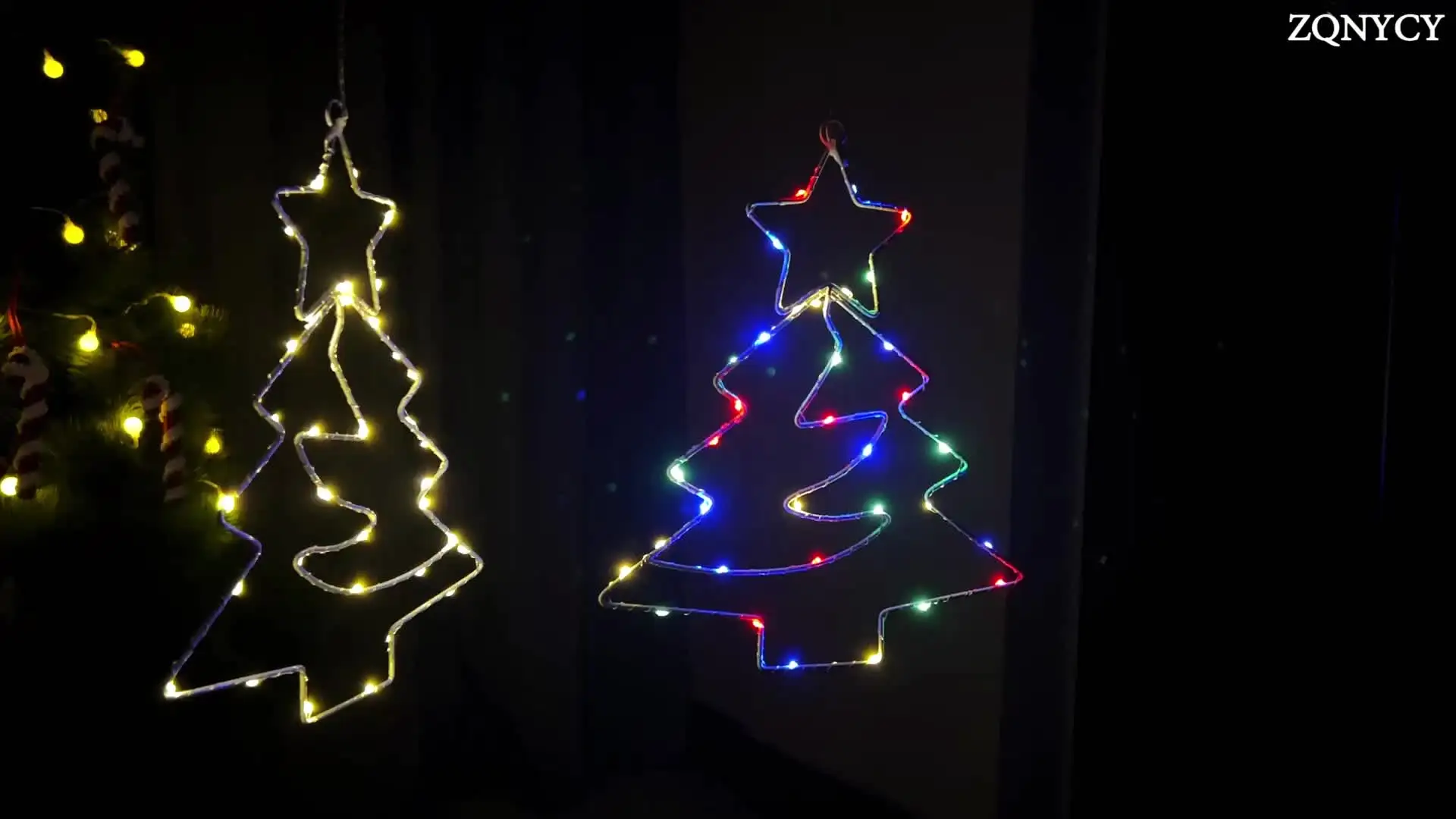 2 Colors Christmas Tree Flat Graphic Light LED Metal Ornaments Xmas Tree Hanging Pendant Decor Supply New Year Party Decorations
