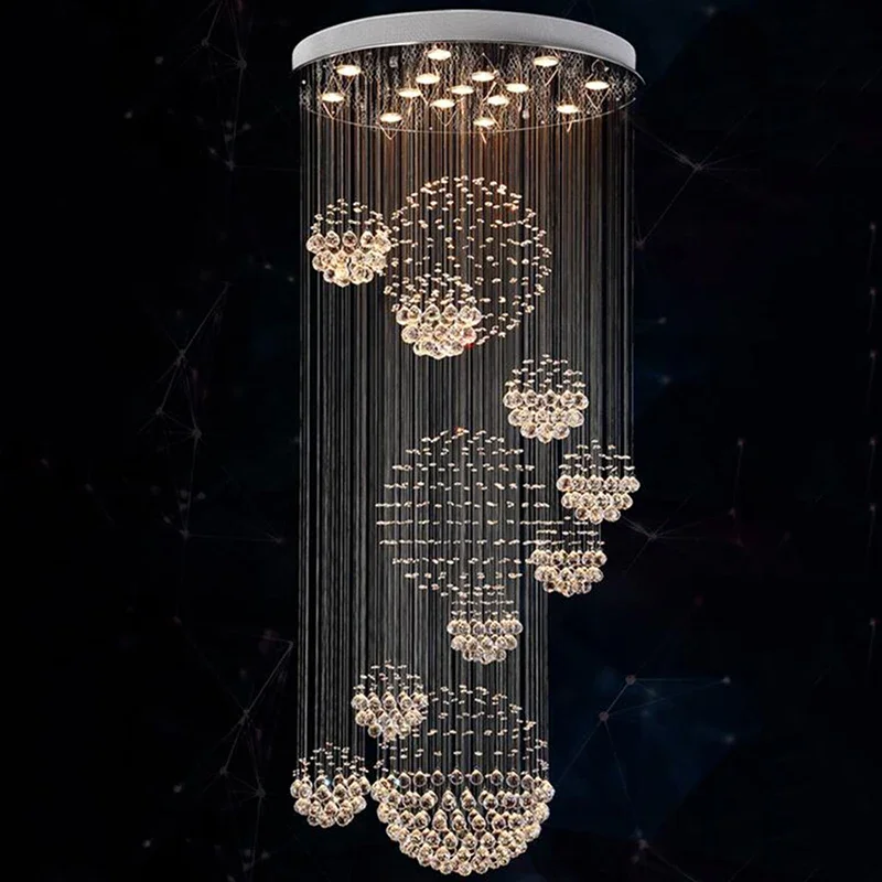 New Modern Lustre Crystal Ball Design lampadario grandi lustri Cristal Lights D80 * H300cm garanzia 100% Room Decor plafoniera