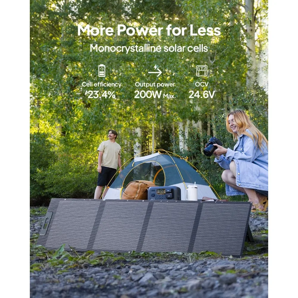 Portable Power Station, Equipped with 200W Solar Panels, 2048Wh Battery Backup Power Supply, and 4 2400W AC Power Sockets 6