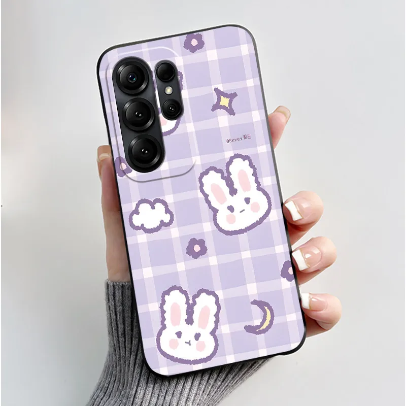 Luxury Cute Love Heart Rabbit Cartoon Funny Black TPU Soft Silicone Protective Phone Case