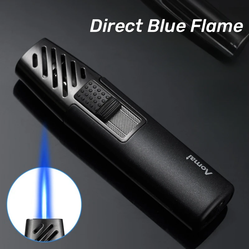 

New Direct Punch Metal Inflatable Lighter Portable Outdoor Windproof Cigar Specialized High-end Turbo Gas Lighter Men's Gadgets