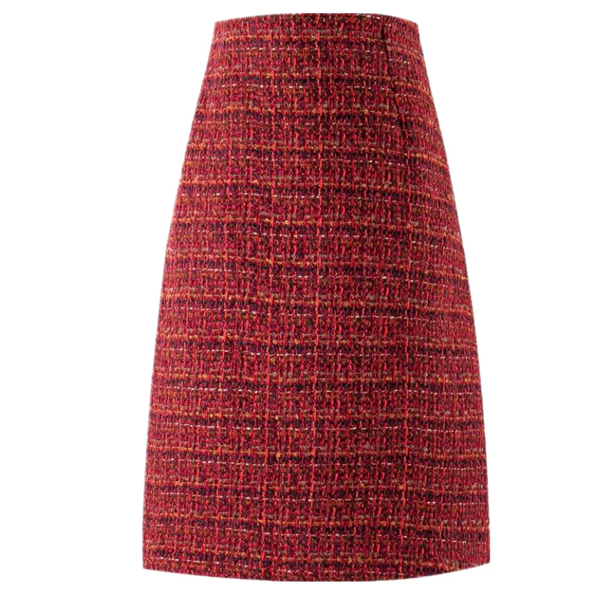 

Small Fragrance Tweed Woven Skirt A-line Women Autumn Winter High Waist Package Hip
