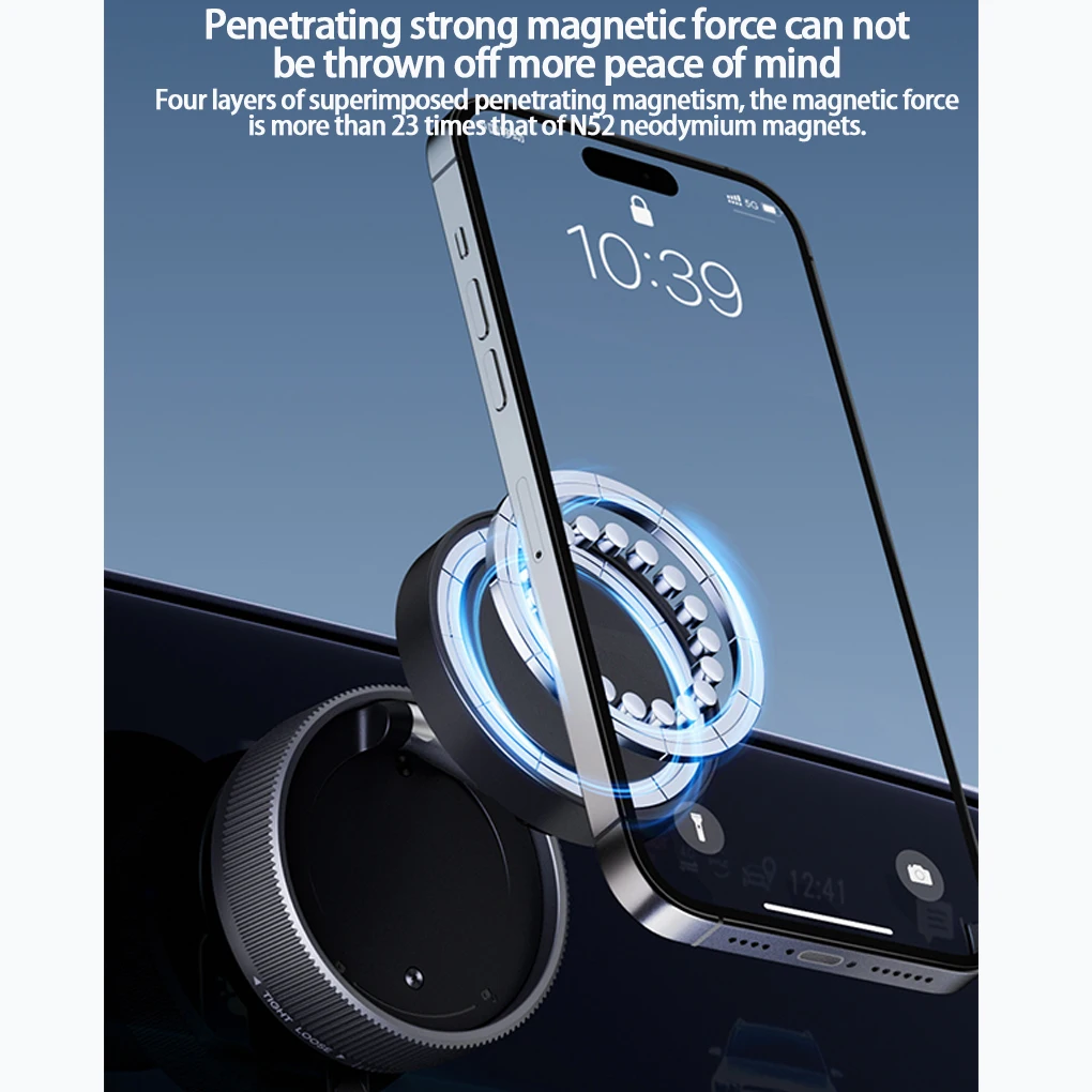 Universal Car Phone Holder 360 Degree Adjustable Vacuum Mount Magnetic Holder Foldable Design for Car/Desk/Bathroom/Travel/Gym