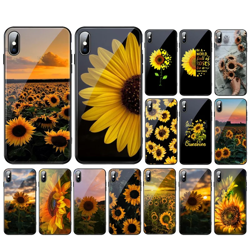 

Beautiful Flower Sunflower Glass phone case For Samsung Galaxy A13 A14 A22 A32 A71 A33 A52 A53 A72 A50 A23 A34 A54
