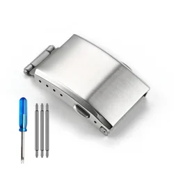 Premium Stainless Steel Folding Watch Clasp - Universal Strap Accessory - 20mm (Silver)