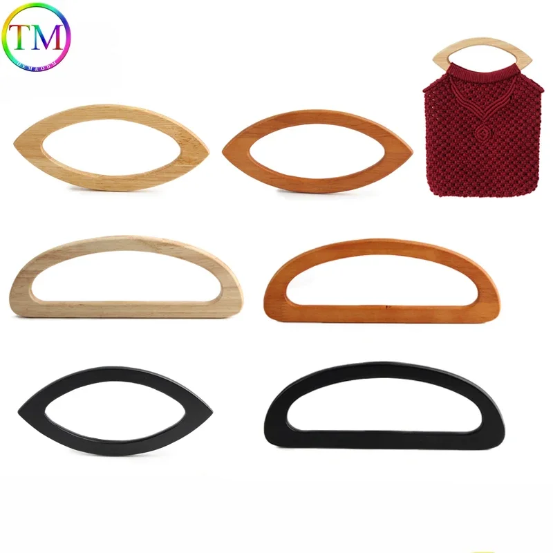 

D-shaped Wooden Handle Ring Handbag Handles Replacement Handcrafted DIY Bags Accessories Handbag Purse Tote Handle