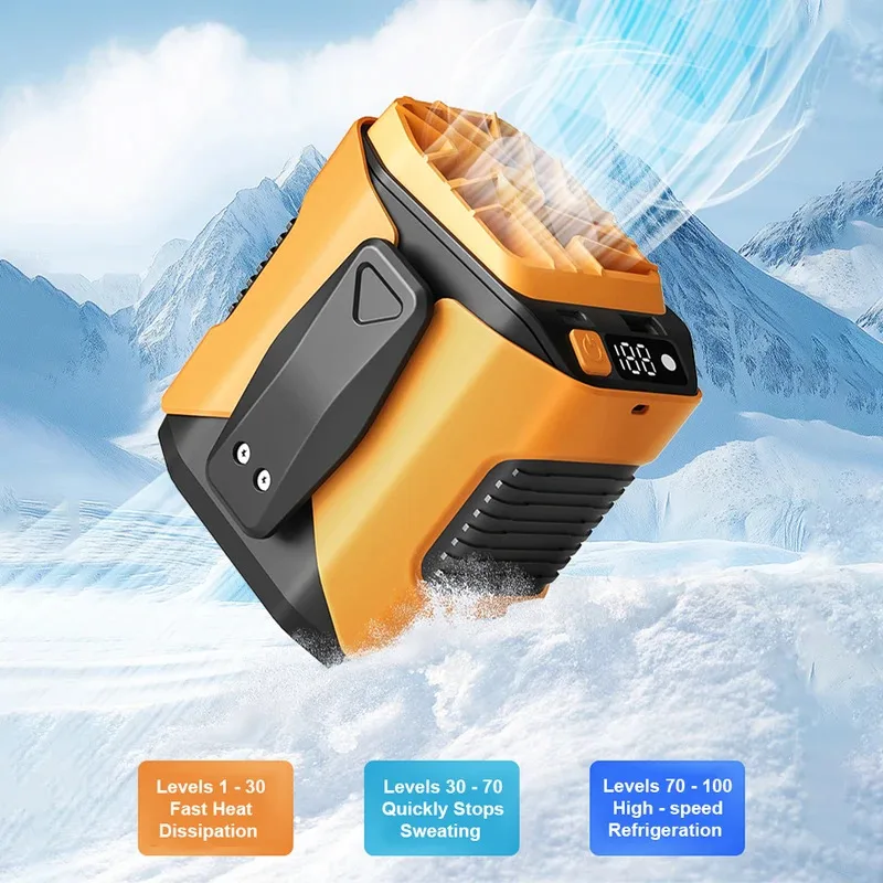 2026 NEW Large Battery Portable Waist Fan LED Lighting USB Hanging Neck Fan Rechargeable Personal Wearable Cooling Belt Clip Fan