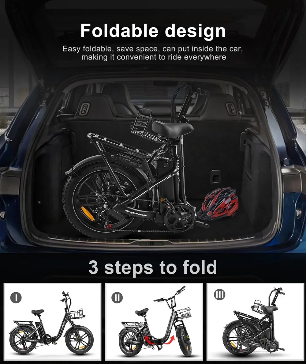 Double suspension for maximum comfort on the SAMEBIKE C05 Pro.