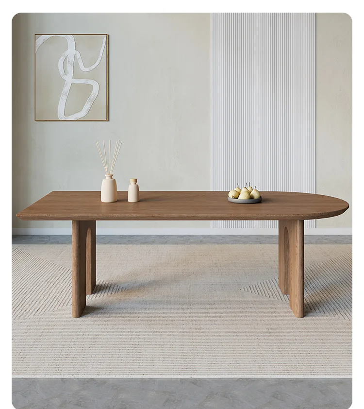 Solid Wood Island Dining Table Integrated Special-shaped Rectangular Wall Oval Household Desk Dining Table And Chair Combination