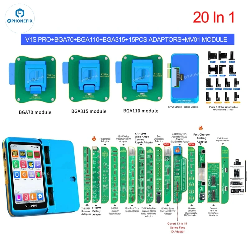 JC V1S PRO programator BGA315 BGA110 BGA70 gniazdo do iPhone iPad Face ID prawdziwy dźwięk naprawa baterii/aparatu wyskakująca wiadomość