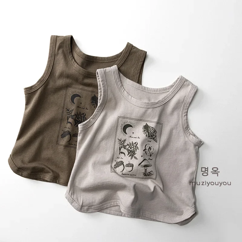 Description Picture 5 of itemChildren's Vest 2025 Summer New Item for Boys and Girls Korean Version Sleeveless Loose T-shirt Children's Clothing Clothing