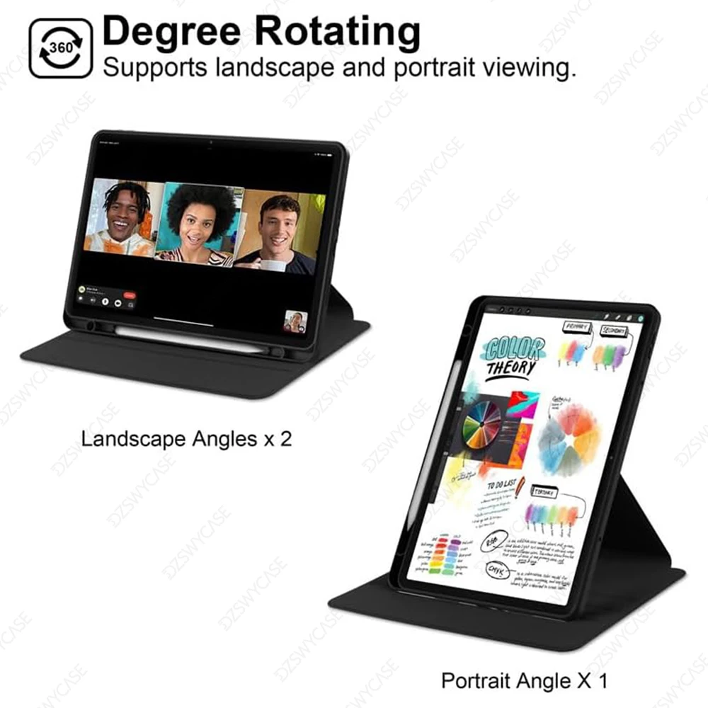 Universal Rotating Tablet Case, 360° Protection for Various Models and Sizes