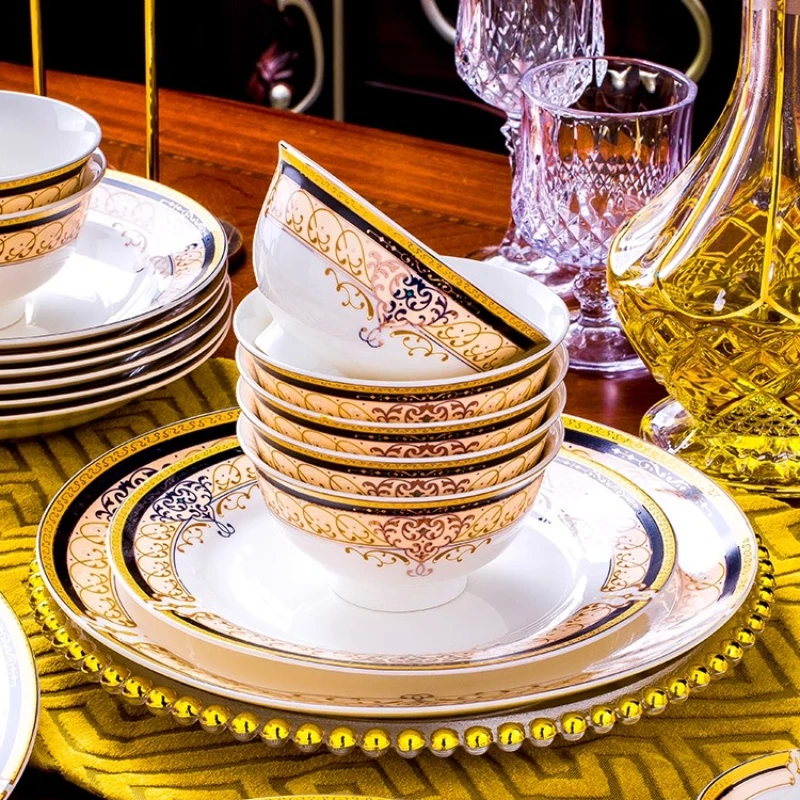 Gold Vajilla Fine Porcelain Party Wedding Gold Dinnerware Sets