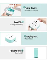  T02 Portable Mini Thermal Printer 53mm Wireless Printing Stickers with Colorful Paper Stickers Mini Pocket Label Notes Printer 