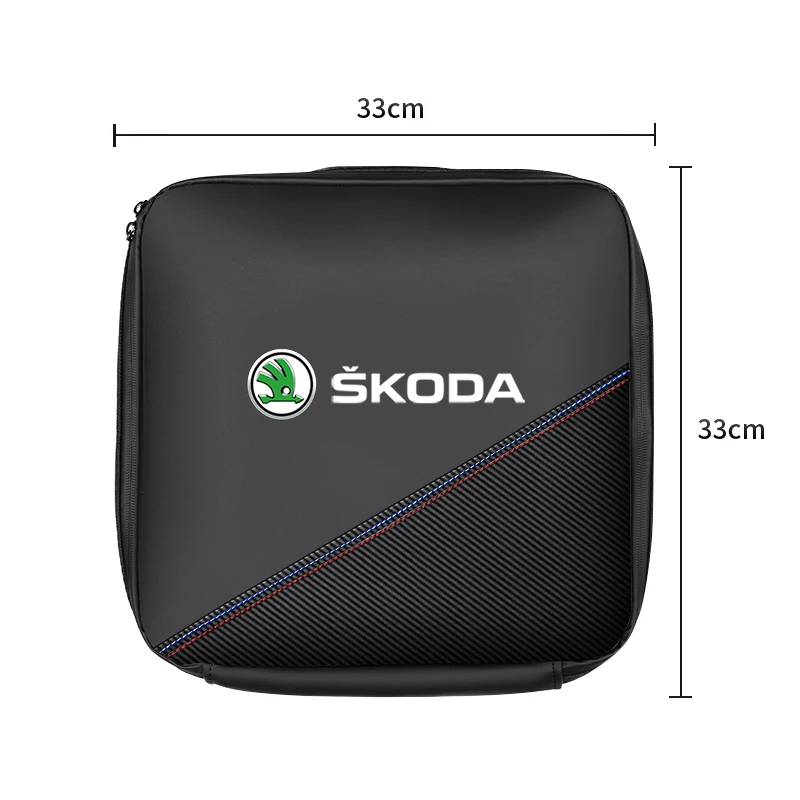 전기 자동차 충전기 케이블 정리 가방 Skoda Octavia VRS Rapid Kodiaq Fabia Karoq Superb Scala Kamiq 용 휴대용 핸드백