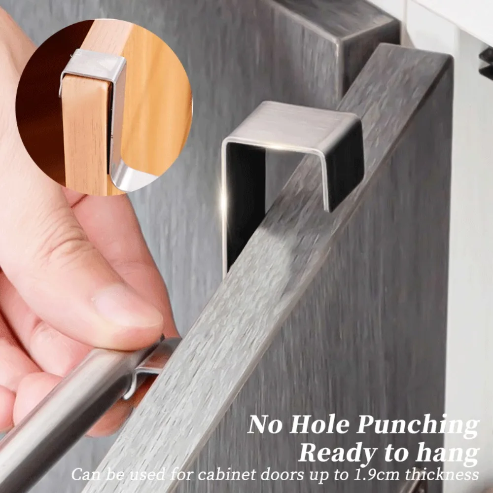 Towel Hanging Rod Non-Punching Stainless Steel Hooks Bathroom Organizer Rack Clothe Coat Hat Hanger Bathroom Kitchen Accessorie