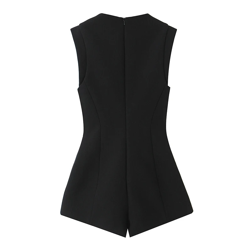 Women's Jumpsuit 2026 Autumn New Style Sleeveless Jewelry Button Decorated Sexy Short Jumpsuit Commuting Fashion Personality