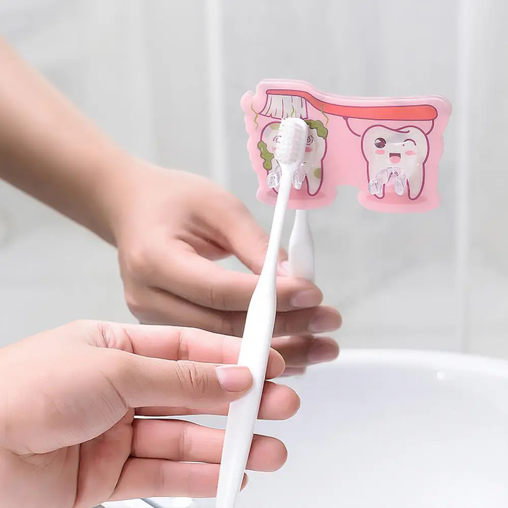 Toothbrush Storage Rack Self-adhesive Type Abs Bathroom Accessories New Toothbrush Holder Multi Slot Design Drain Shelf Durable