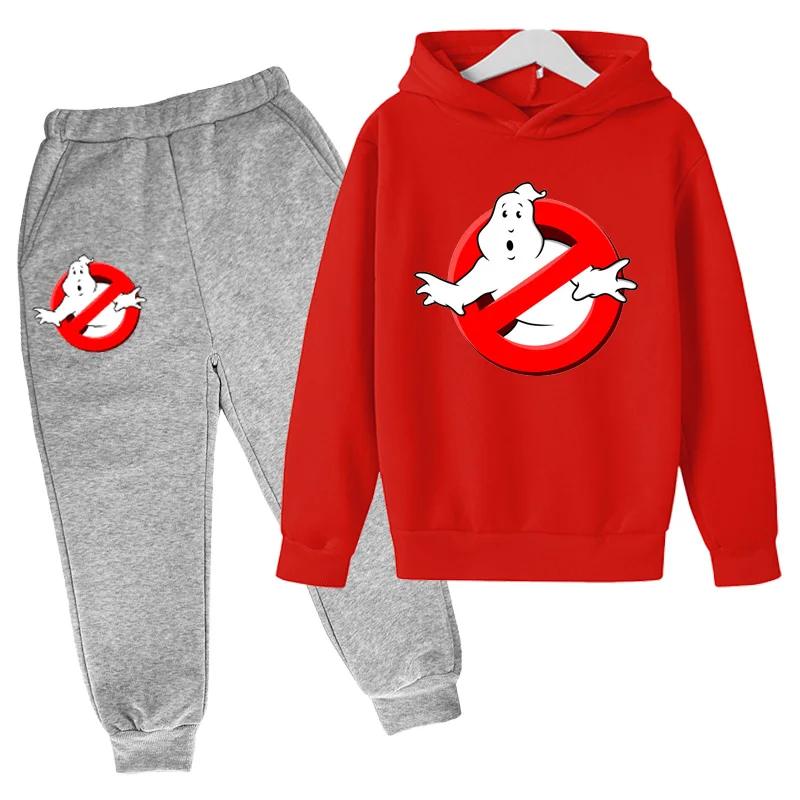 Fashion Anime Casual Children's Hoodie +pants Boys Girls Sweatshirt Set Toddler 3-12 Year Clothing Kids Ghostbusters Coat 3