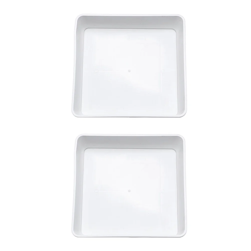 

2 Pcs Square Planter Tray Flower Pots Drain Pan Succulent Plants Drip Small Sauser Saucer Plastic Container Serving