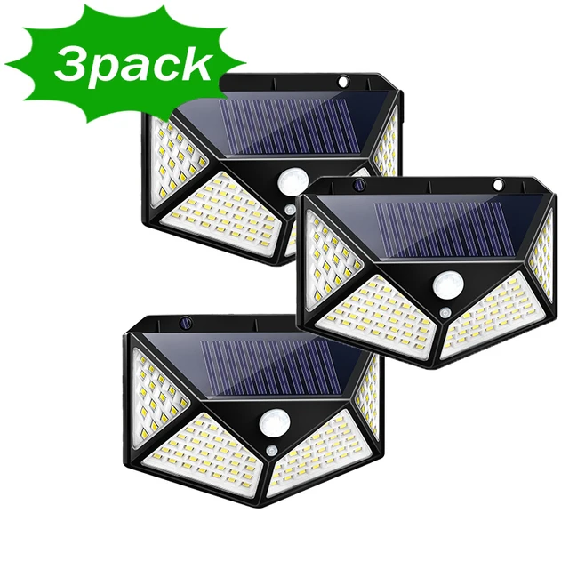 1/2/4/8/10PCS 100 LED Solar Power Wall Light Motion Sensor Waterproof Outdoor Garden Lamp 3 PCS