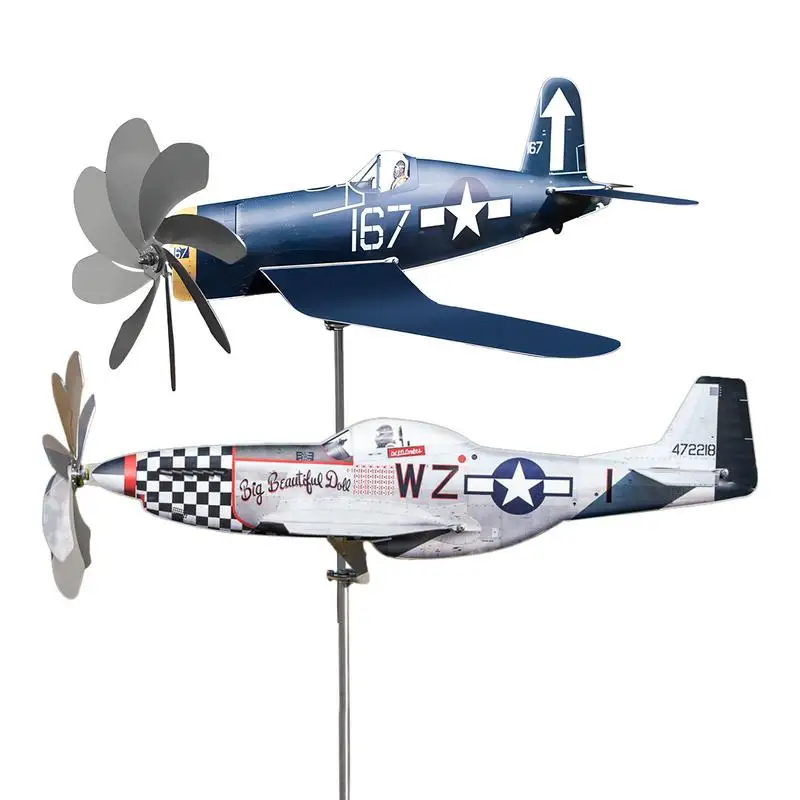 

Stainless Steel Airplane Wind Spinner Sculpture Wind Catchers Weatherproof Wind Powered Outdoor Courtyard Garden Decor Accessory