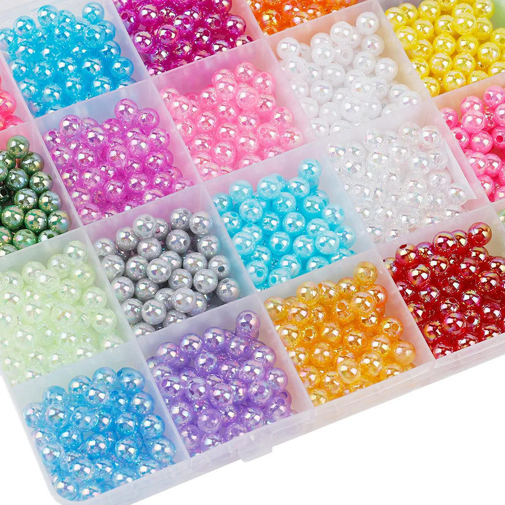 6MM AB Color Plastic Bead With Hole Beads for DIY Jewelry Earring Making Craft Sewing Garment Material Plastic Beads