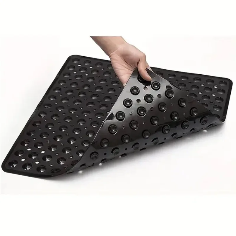 Square Non-Slip Shower Mat - 21x21 Inch Secure Grip Bathroom Floor Mat - Clear
