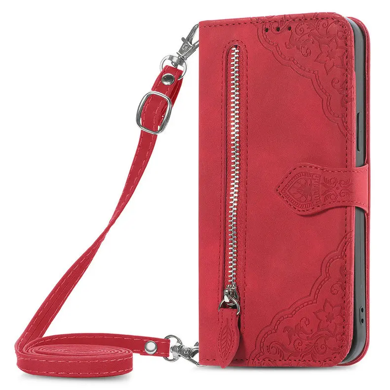 Zipper Leather Wallet Case with Card Holder and Flip Cover